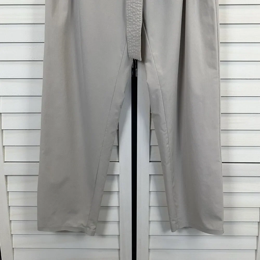 Athleta Skyline II Pants‎ Abalone Gray Taupe Pleated Tie Waist Taper Size 6